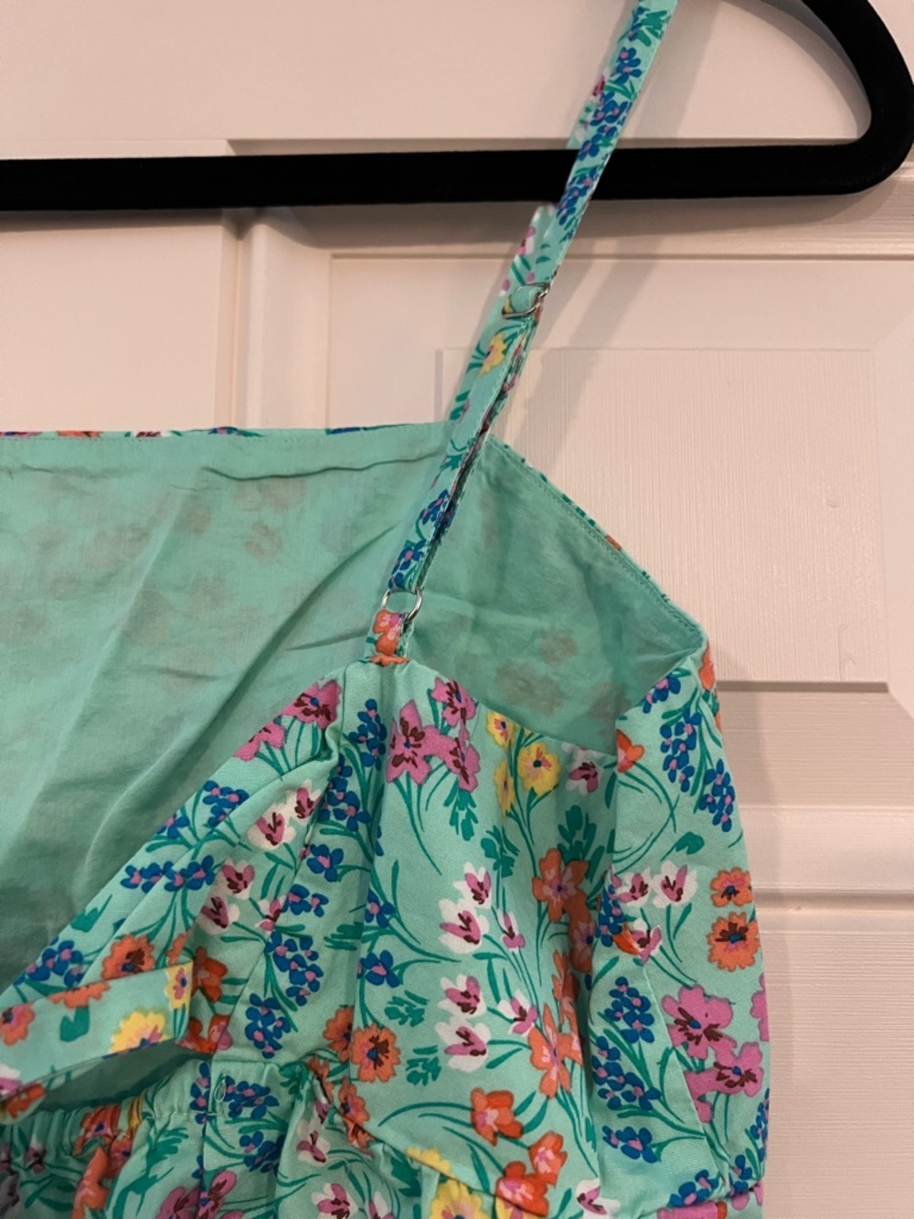 J.Crew Factory Green Floral Peplum Camisole Tie Back Adjustable Straps Size 8 - Picture 3 of 5